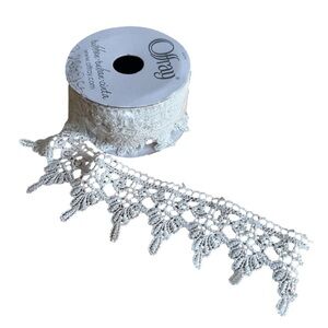Offray Spool Scalloped Lace Ribbon White 2 yd